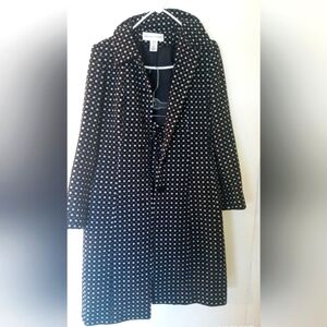 Jones New York Suit Black and White Polka Dot Coat With Matching Skirt